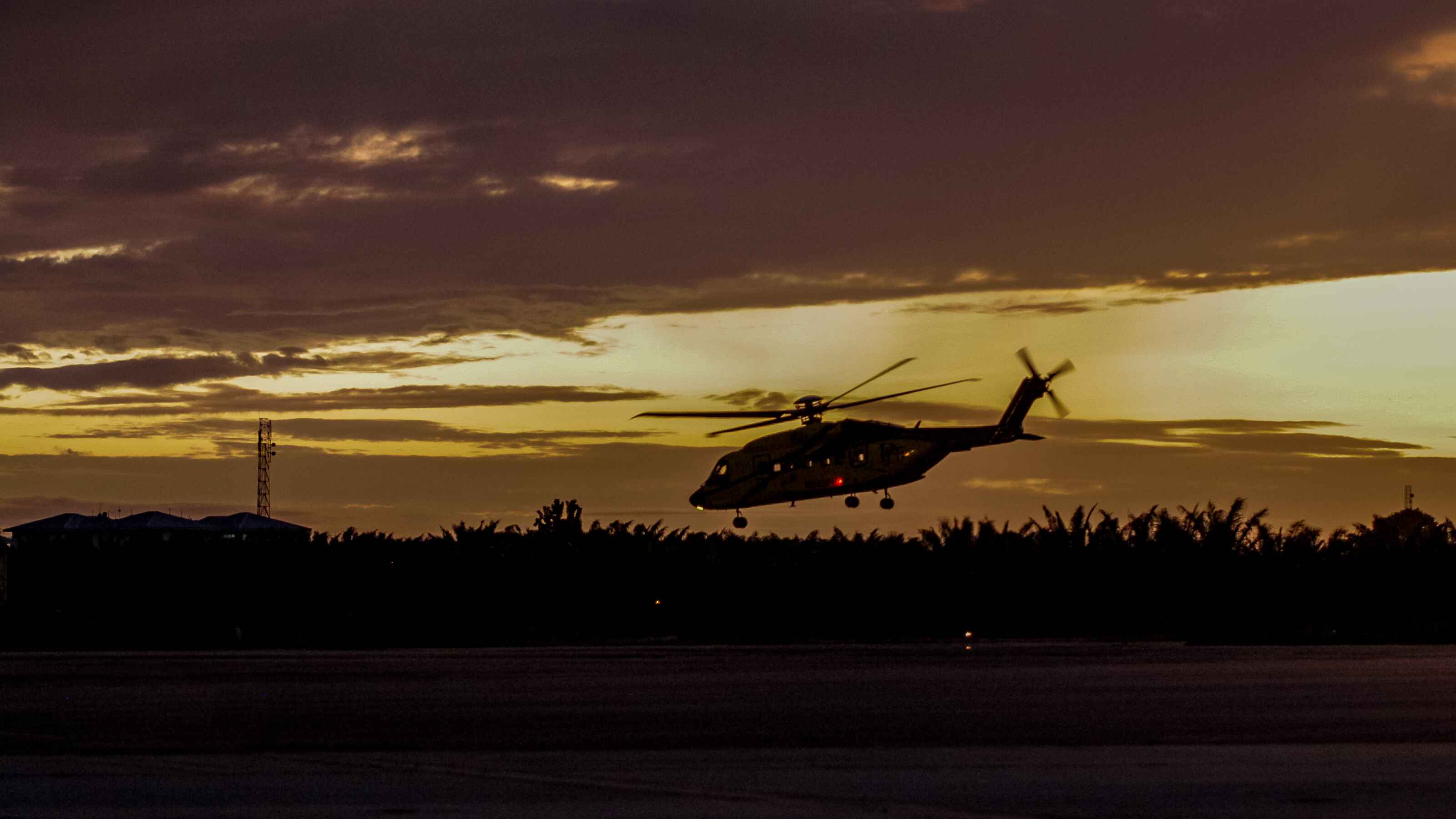 PHI Century S-92A taking-off at sunset in Takoradi